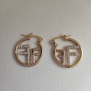 Gold-Tone Hoop Earrings with Crystal Letter Detail
